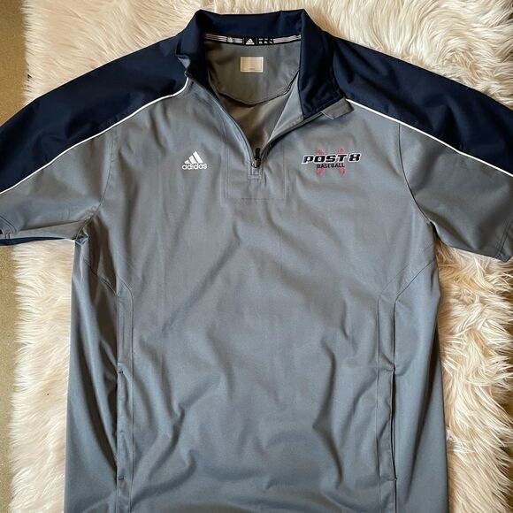 Adidas Men’s Gray & Blue Short Sleeve “Post 8 Baseball” Athletic Top (Size: XL) - Picture 9 of 11
